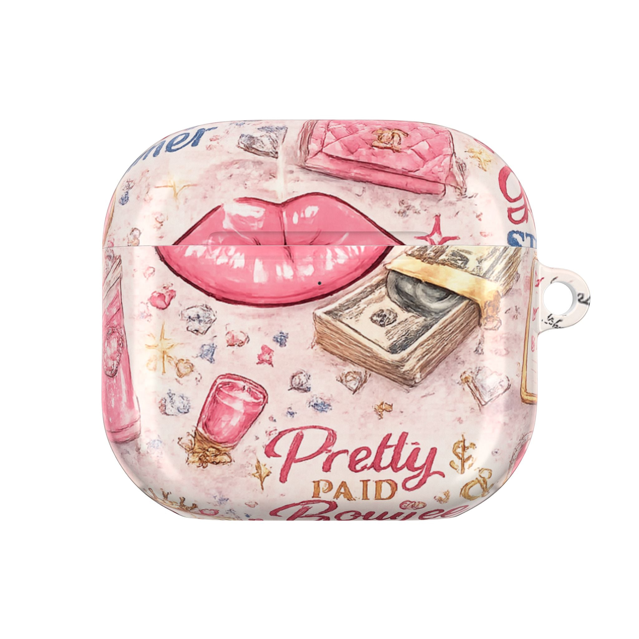 Pretty Paid Pink Glam Wallet & Lip AirPod Case