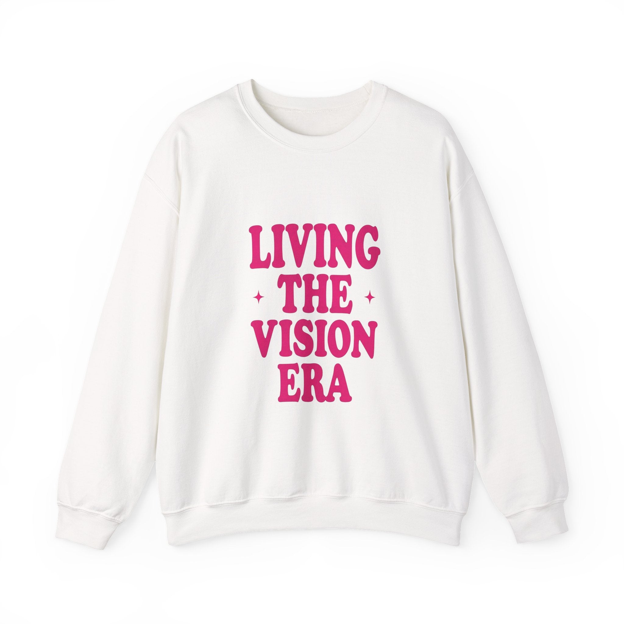 Living The Vision Era Sweatshirt | Y2K slogan, nostalgic typography