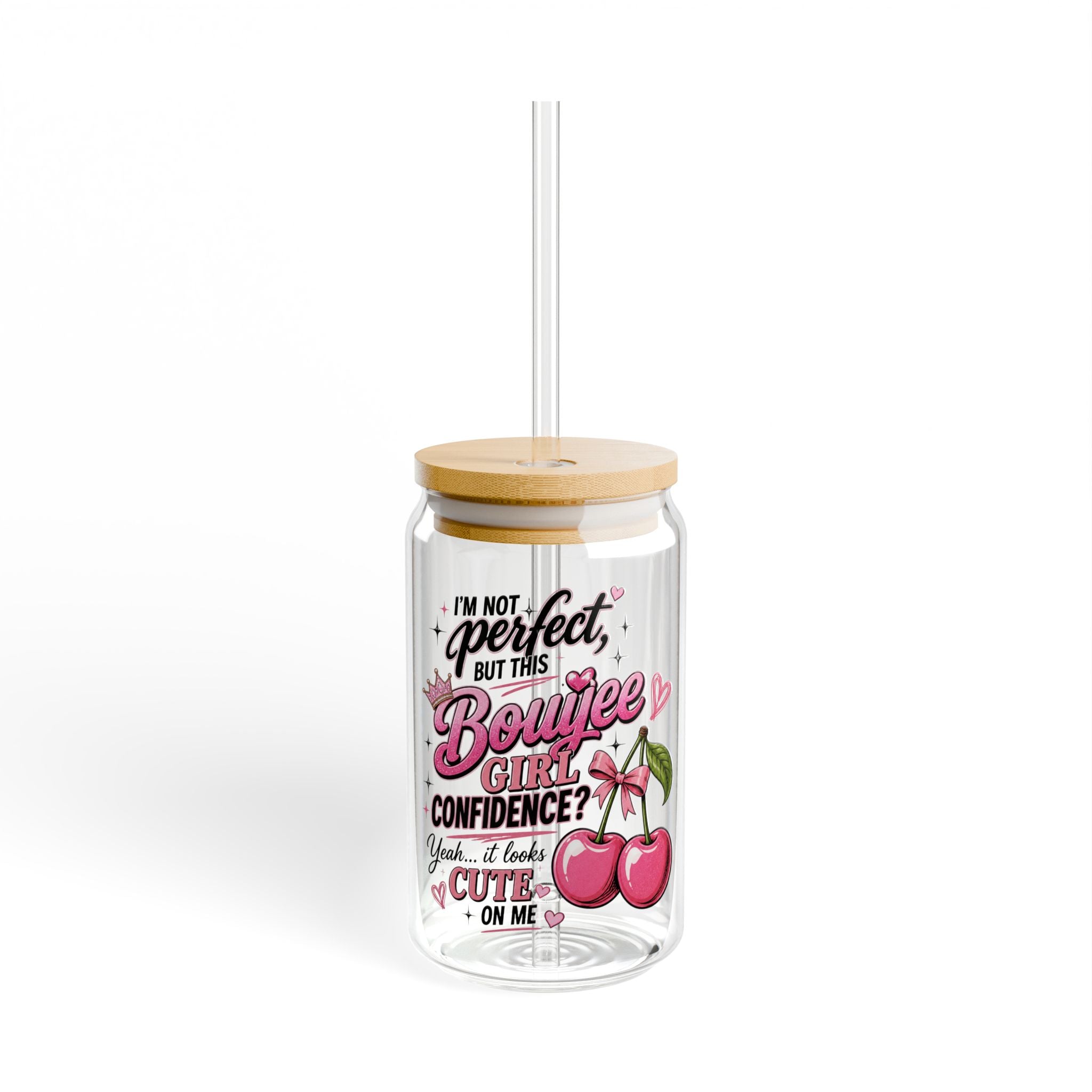 Bouijee Girl Confidence Sipper Glass — 16oz