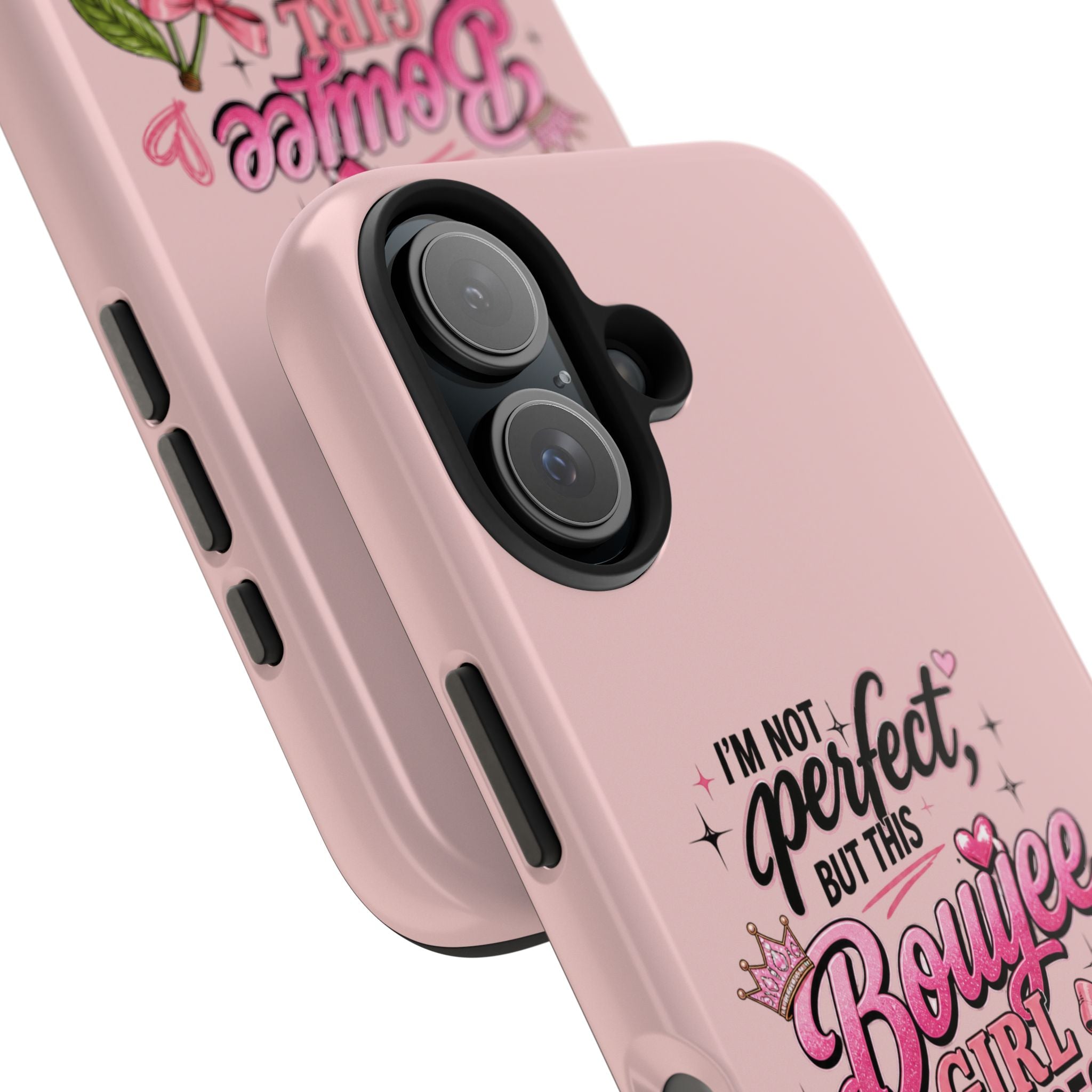 Bouijee Girl Tough Junk Phone Case — Pink Cherry Confidence