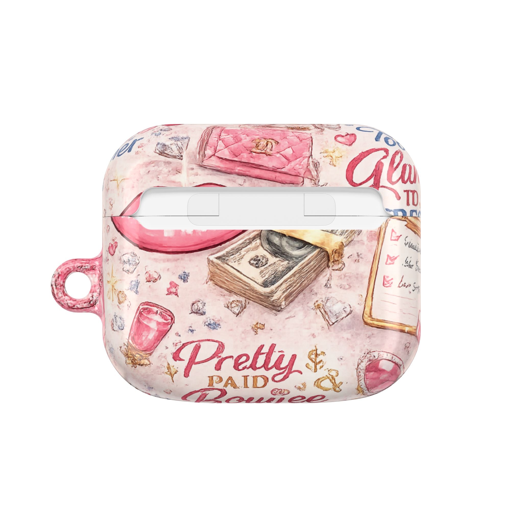 Pretty Paid Pink Glam Wallet & Lip AirPod Case