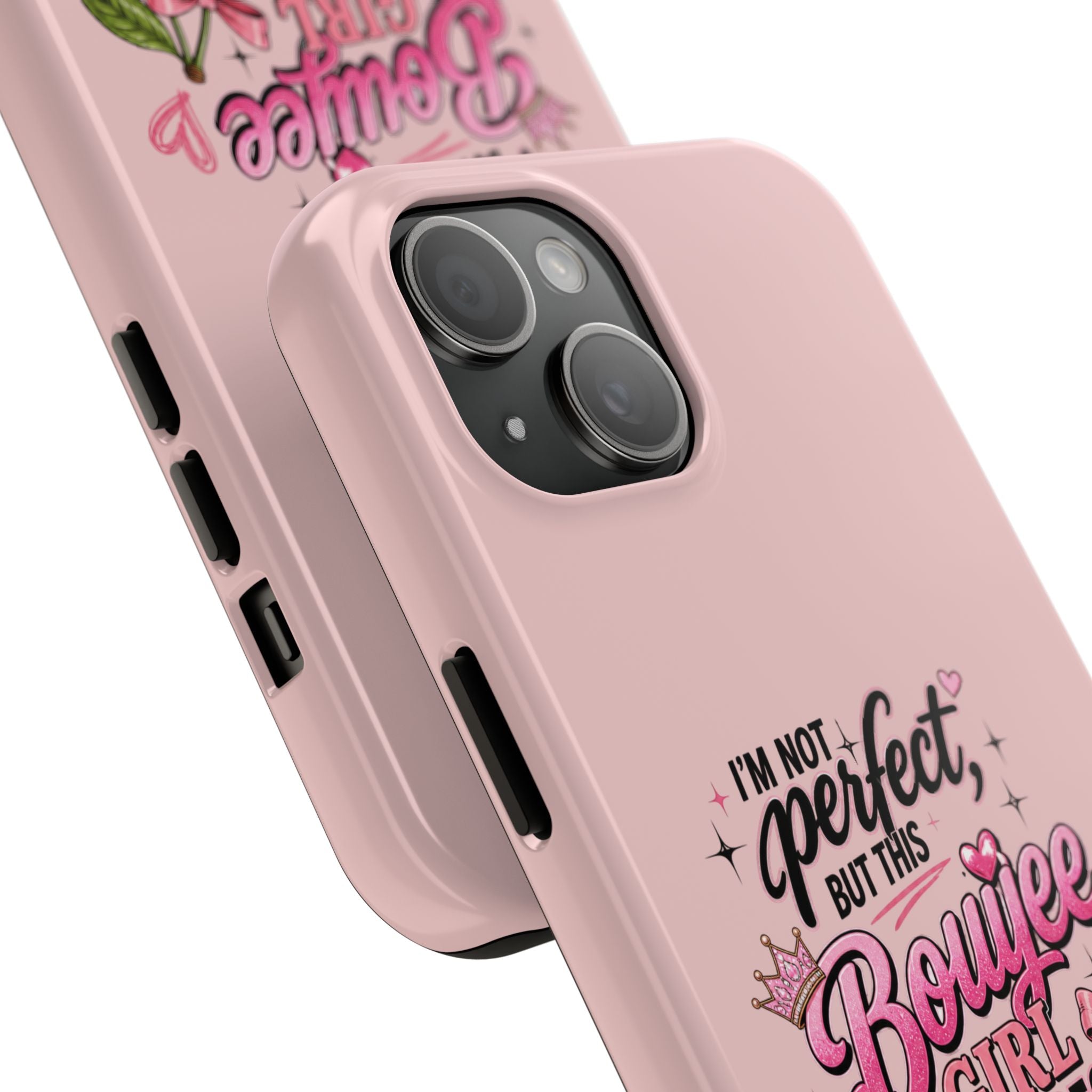 Bouijee Girl Tough Junk Phone Case — Pink Cherry Confidence