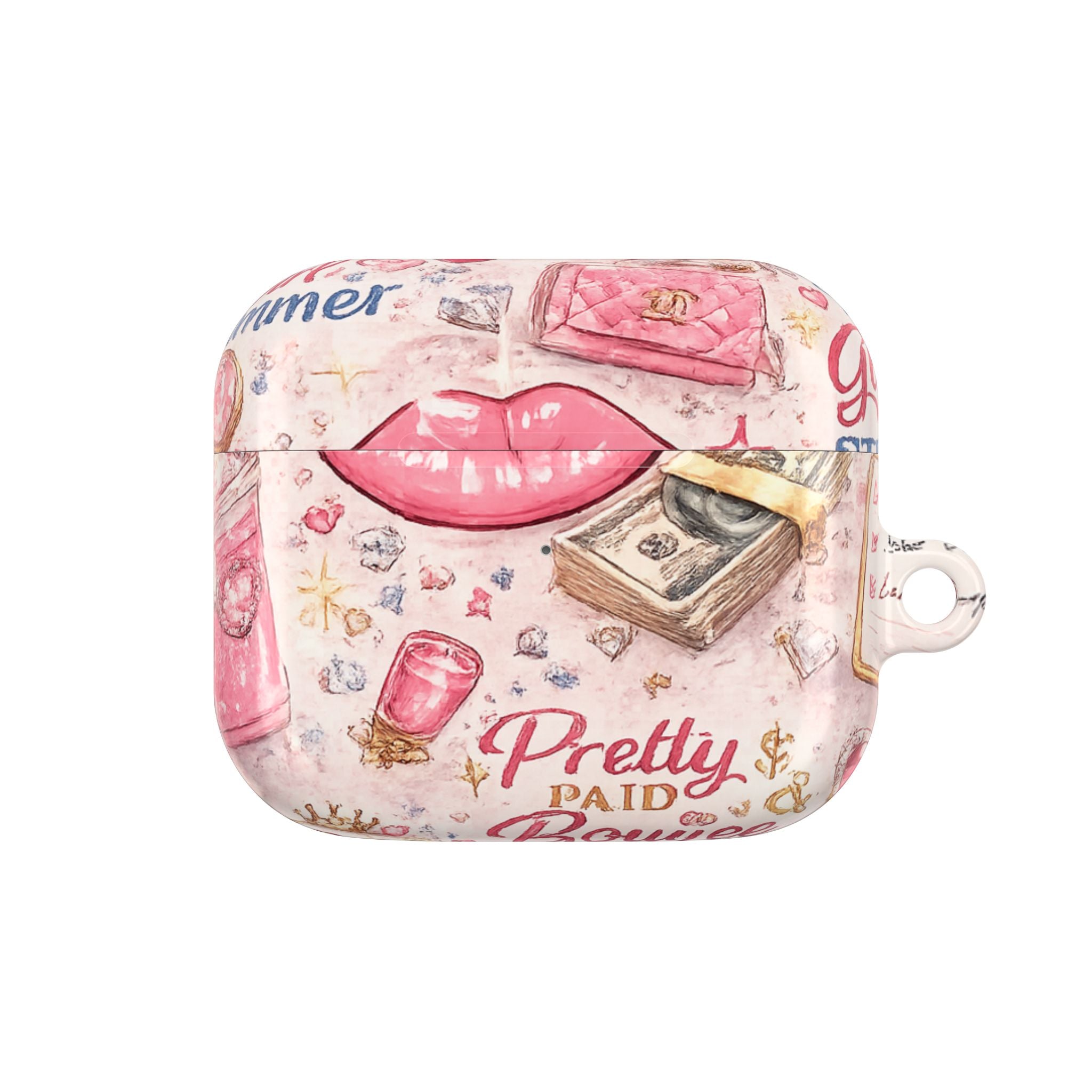 Pretty Paid Pink Glam Wallet & Lip AirPod Case