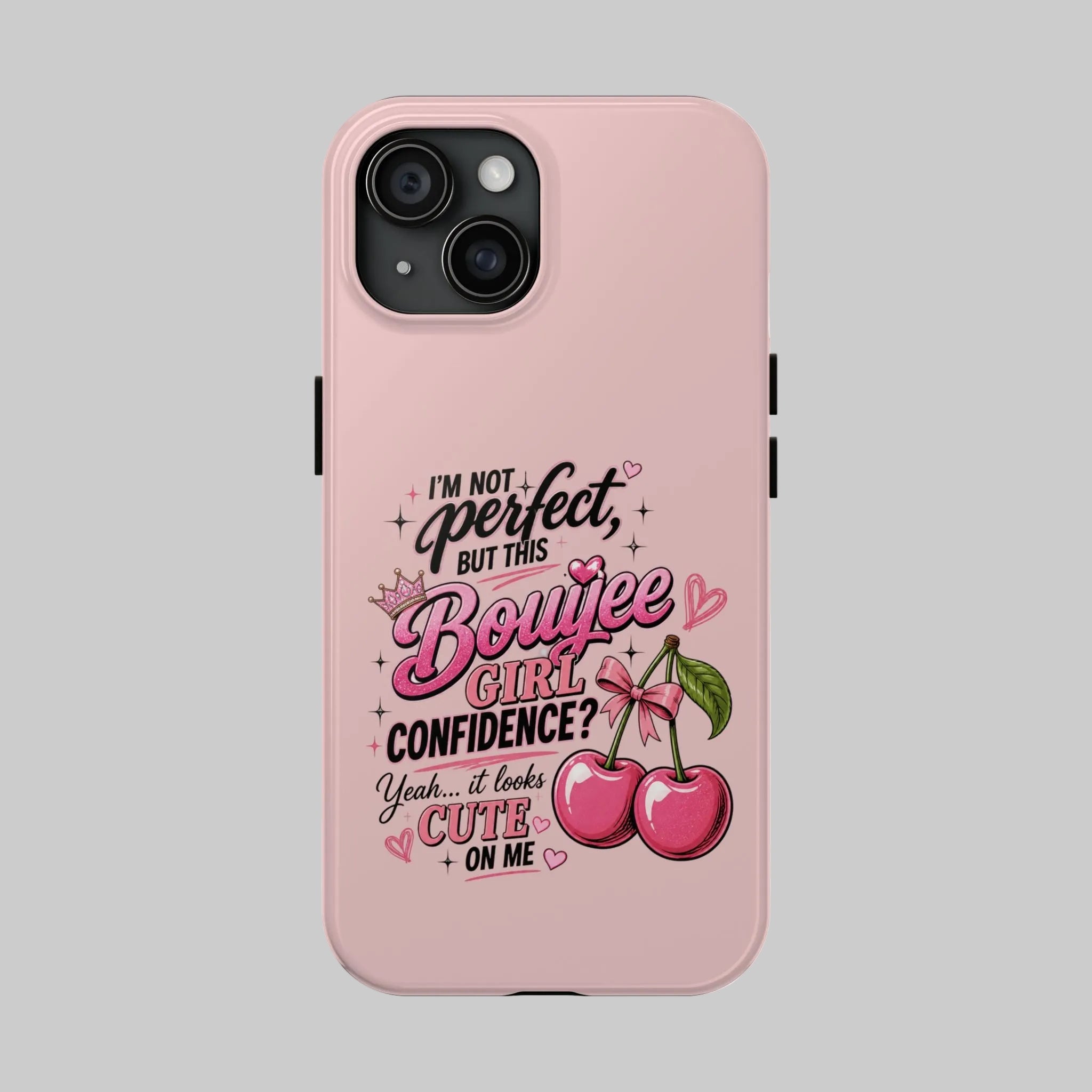 Bouijee Girl Tough Junk Phone Case — Pink Cherry Confidence