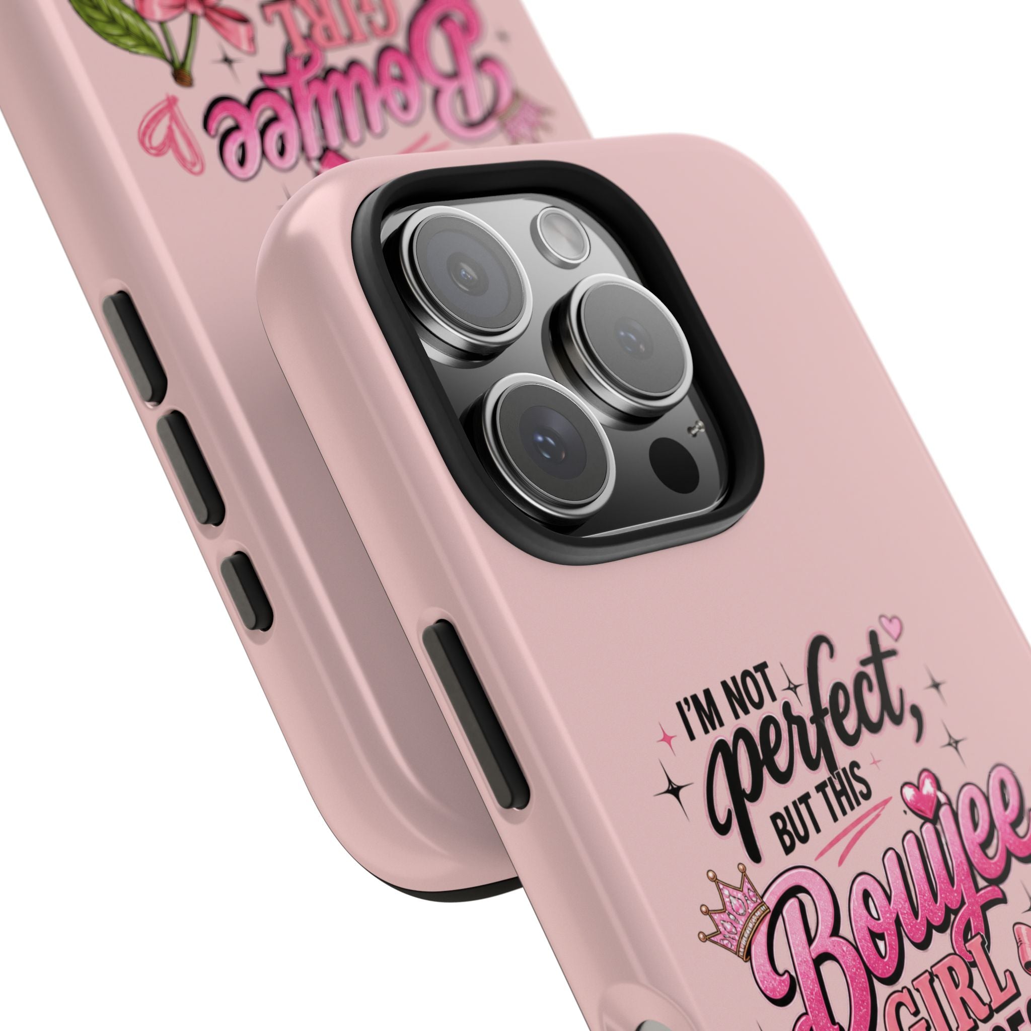 Bouijee Girl Tough Junk Phone Case — Pink Cherry Confidence