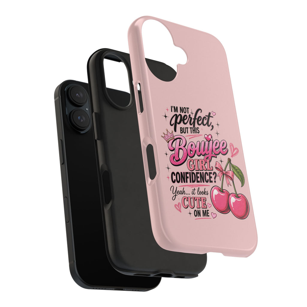 Bouijee Girl Tough Junk Phone Case — Pink Cherry Confidence