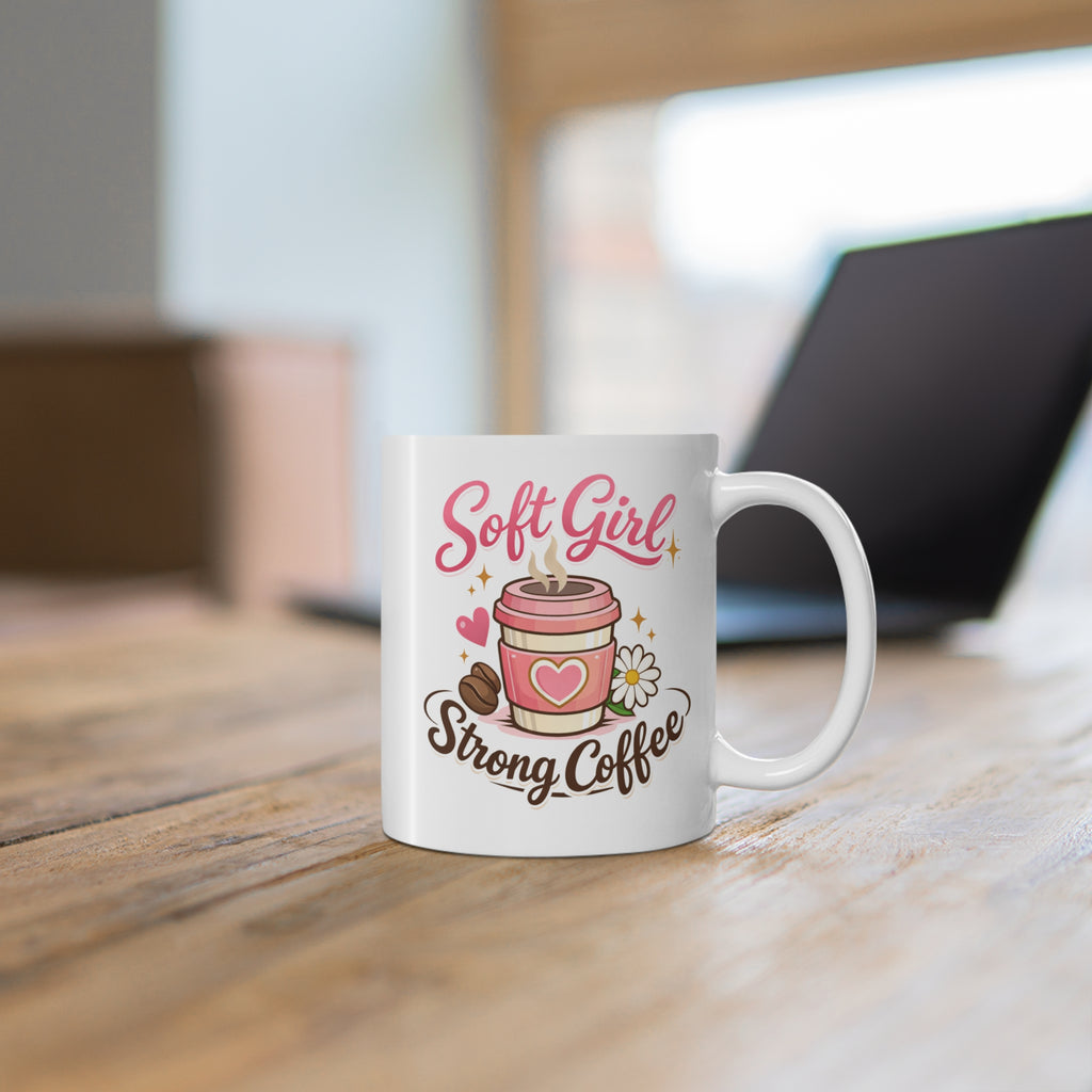 Soft Girl, Strong Coffee Mug, 11oz
