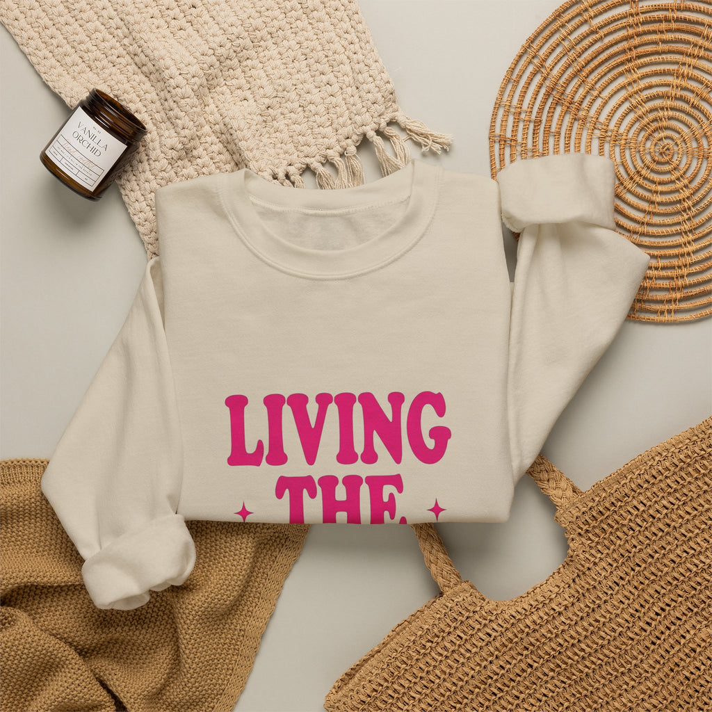 Living The Vision Era Sweatshirt | Y2K slogan, nostalgic typography