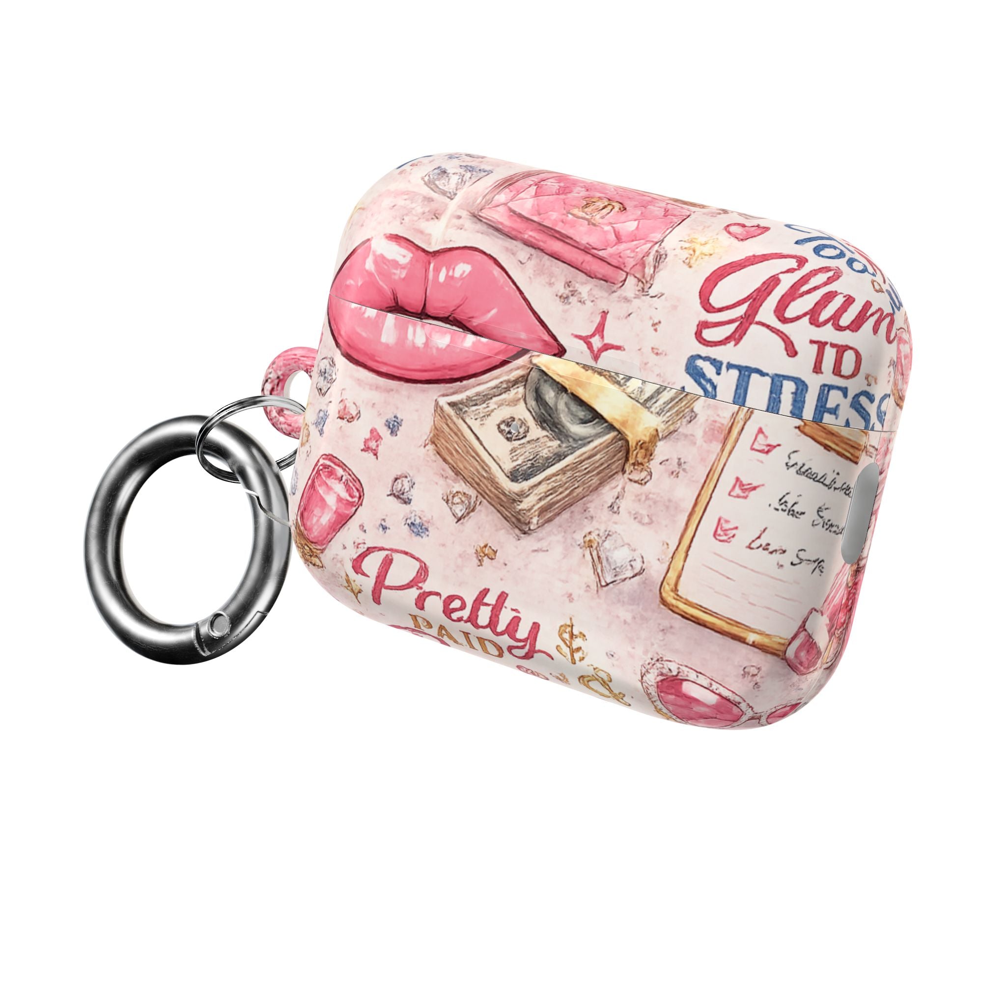 Pretty Paid Pink Glam Wallet & Lip AirPod Case