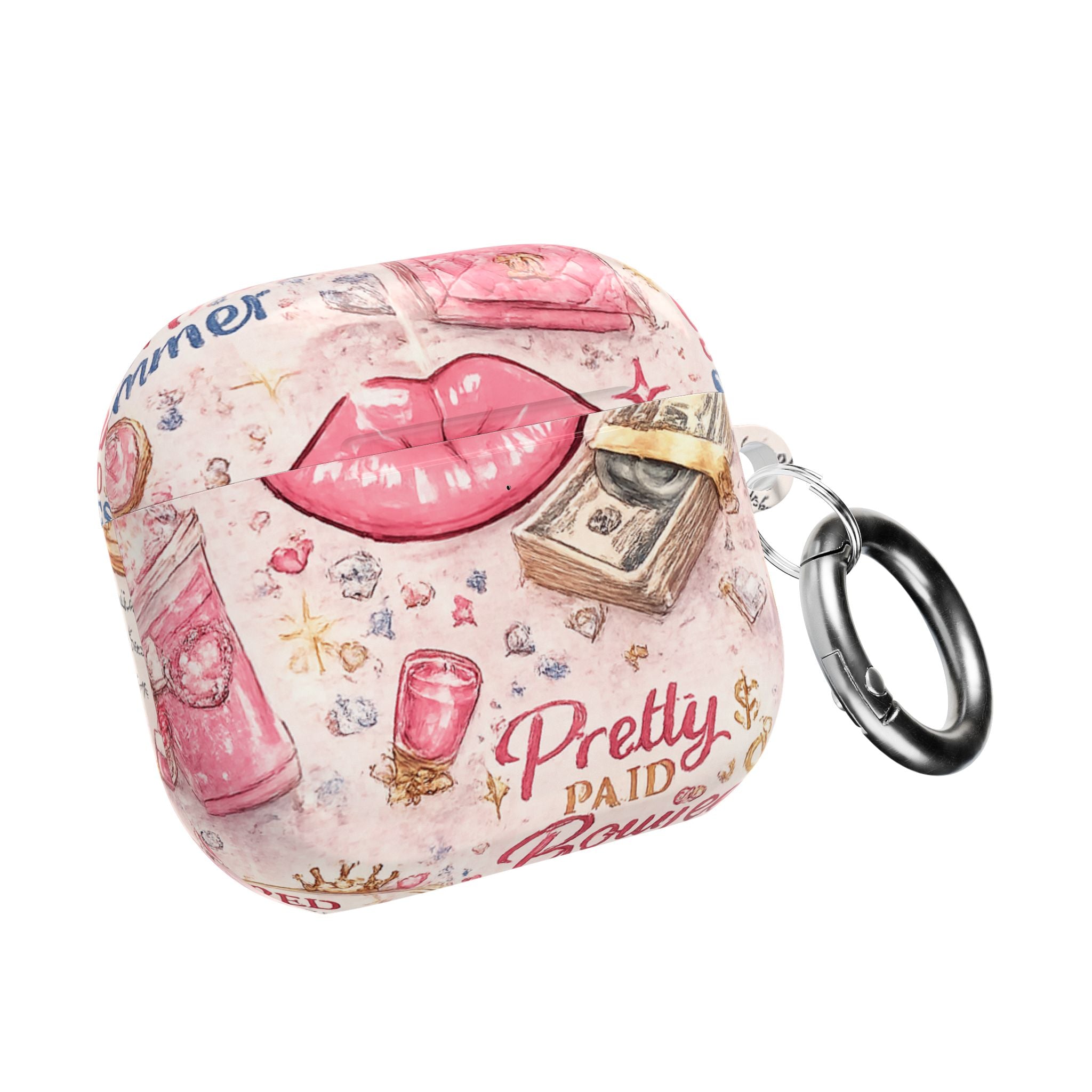Pretty Paid Pink Glam Wallet & Lip AirPod Case