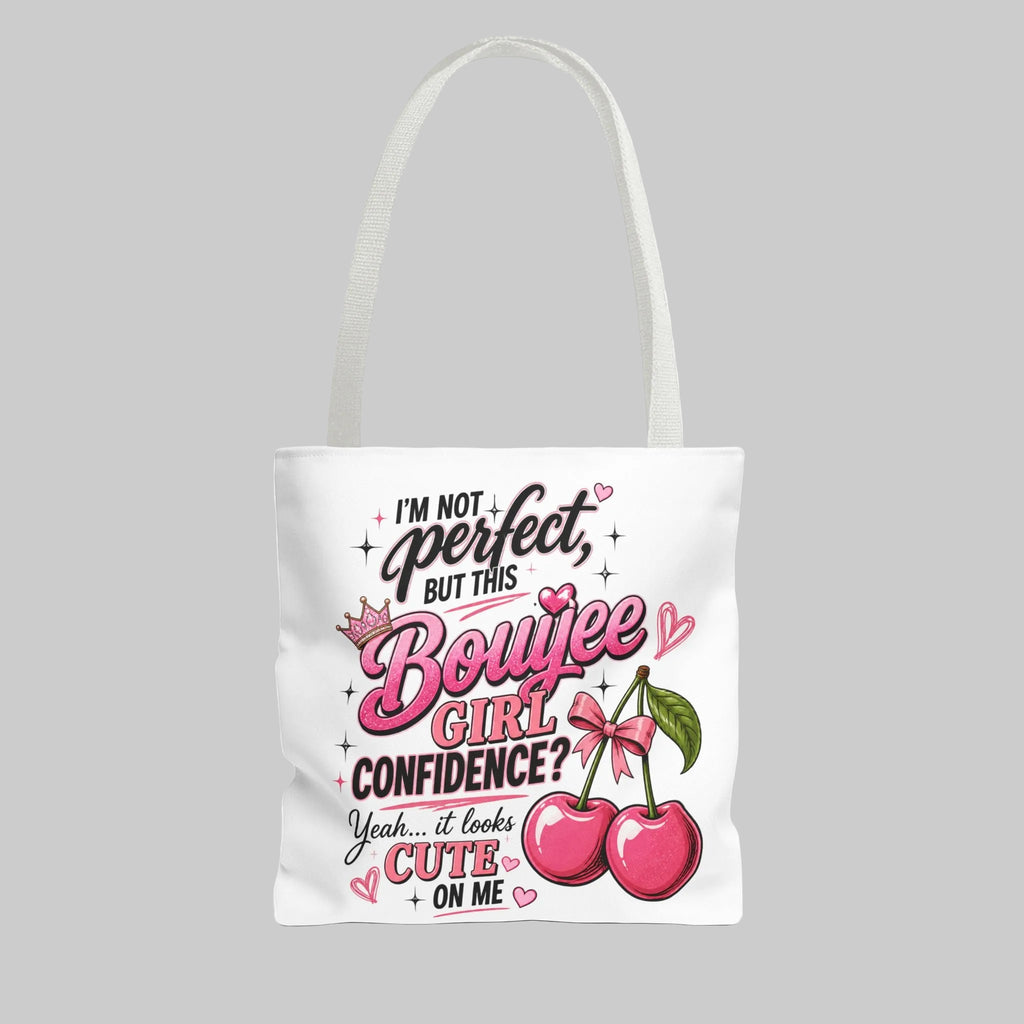 Bouijee Girl Confidence Cherry Tote Bag - Cute Pink Graphic Tote