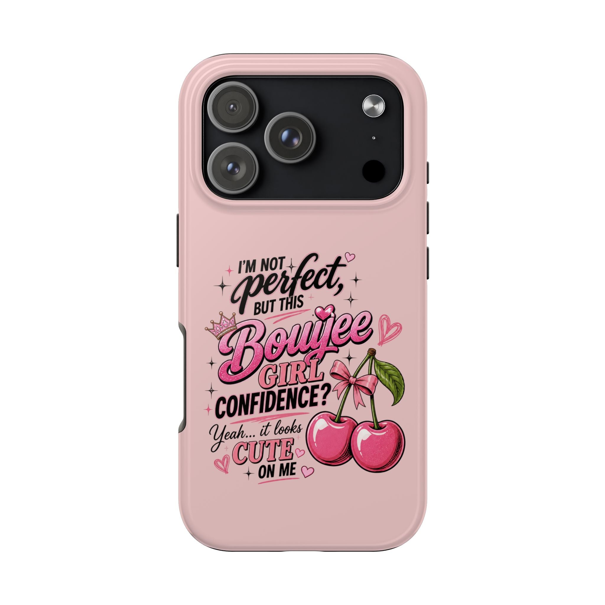 Bouijee Girl Tough Junk Phone Case — Pink Cherry Confidence