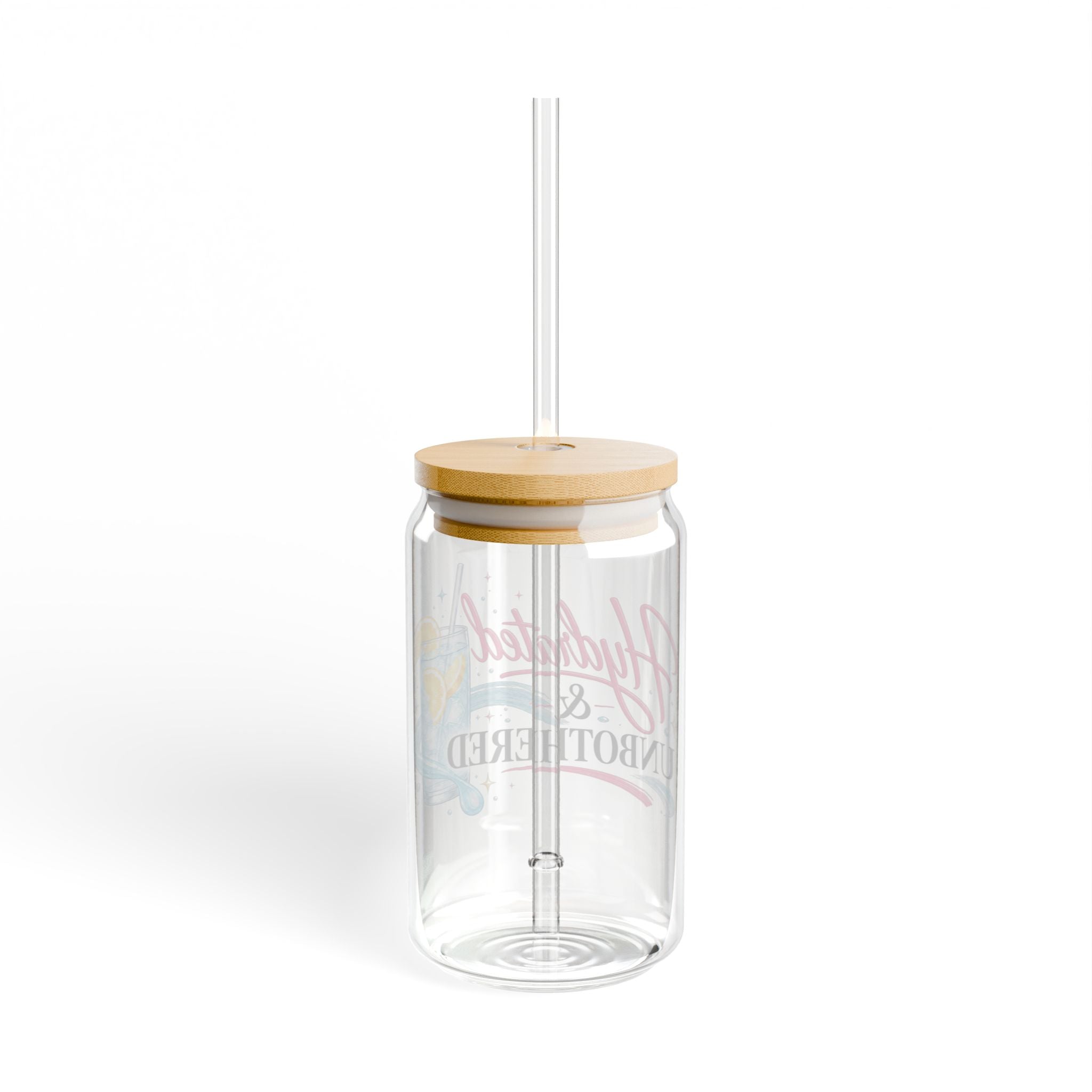 Hydrated & Unbothered 16oz Glass Can Tumbler with Straw