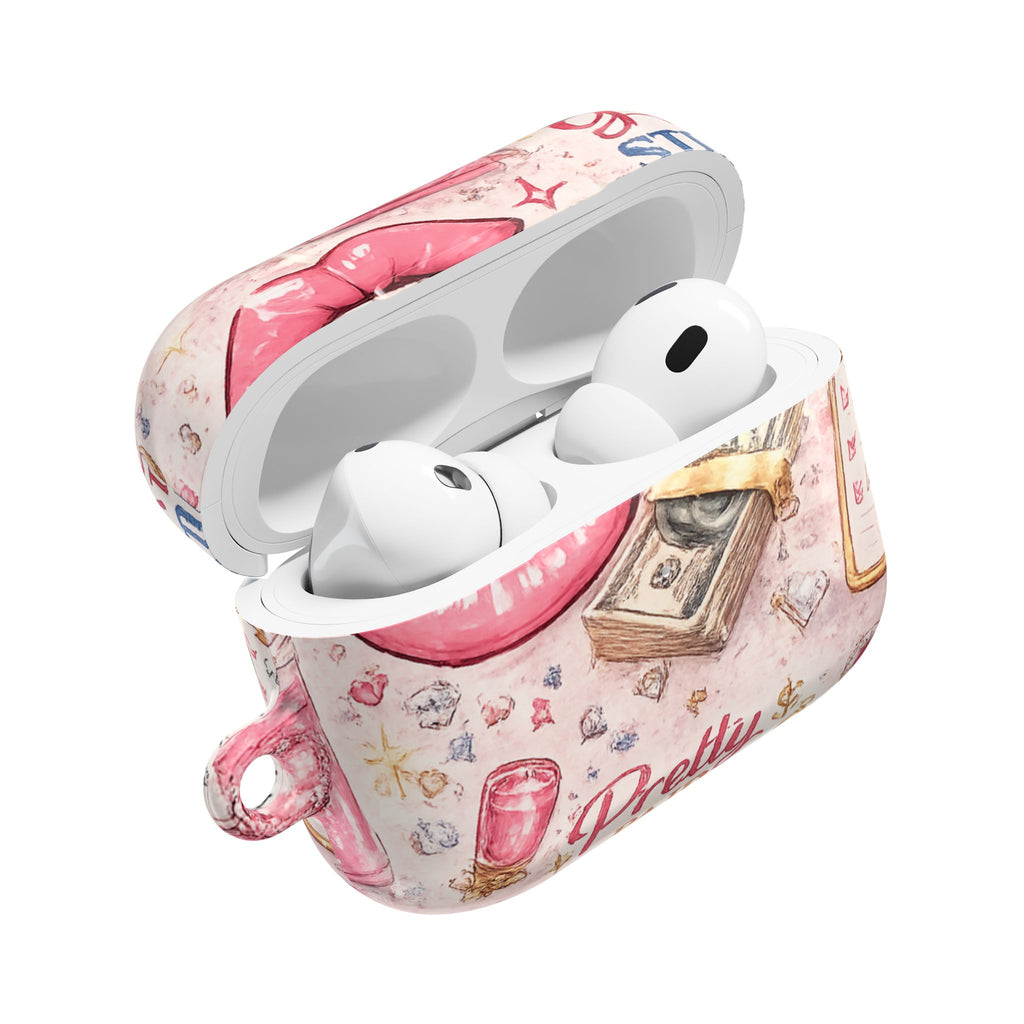 Pretty Paid Pink Glam Wallet & Lip AirPod Case
