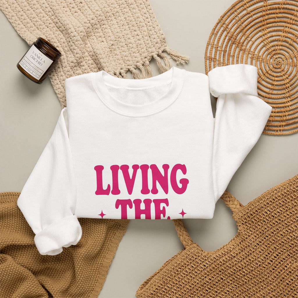 Living The Vision Era Sweatshirt | Y2K slogan, nostalgic typography