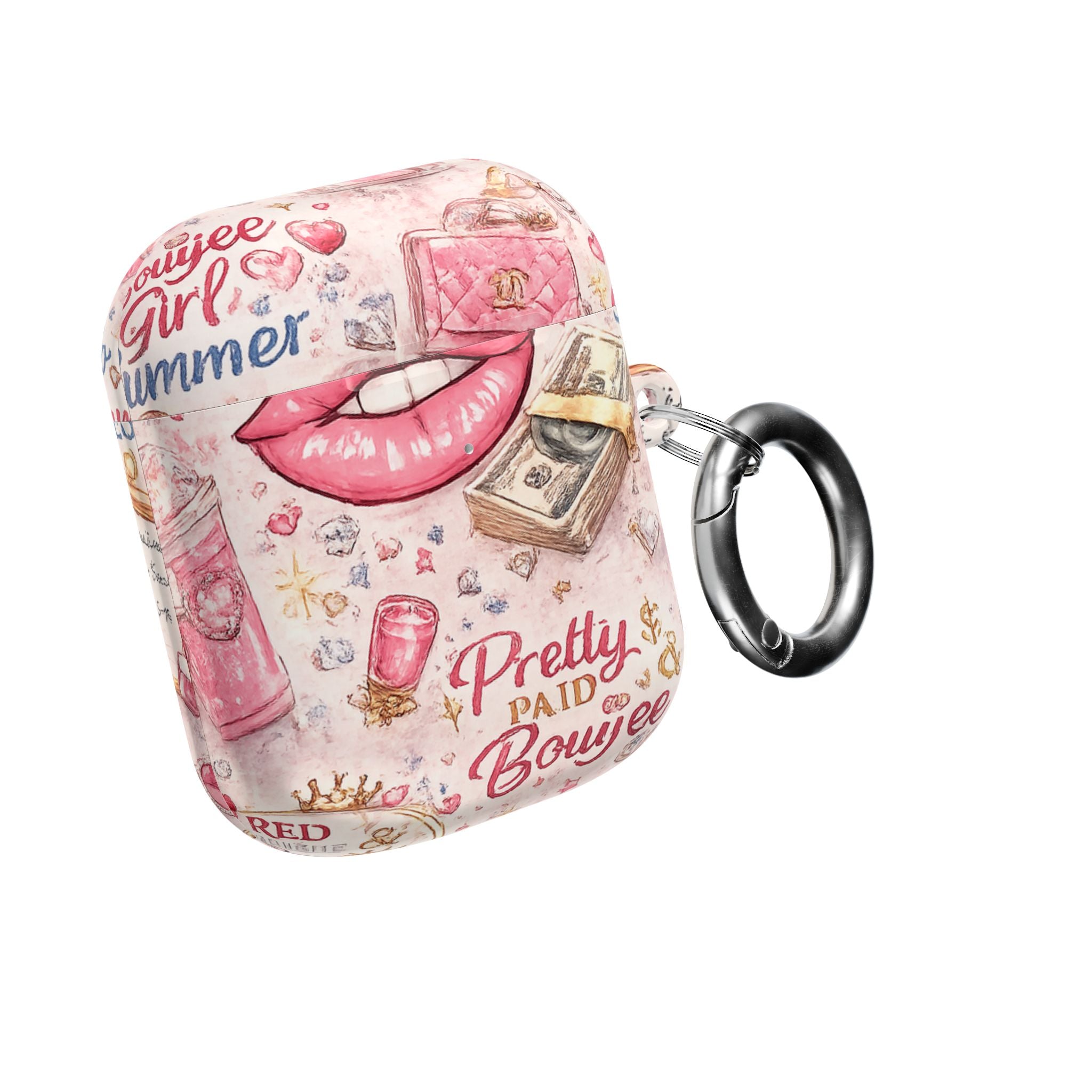 Pretty Paid Pink Glam Wallet & Lip AirPod Case