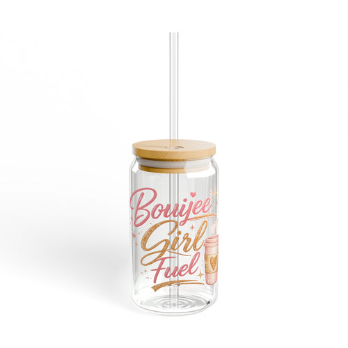 Bouijee Girl Fuel Glass Canister Tumbler with Straw – 16oz