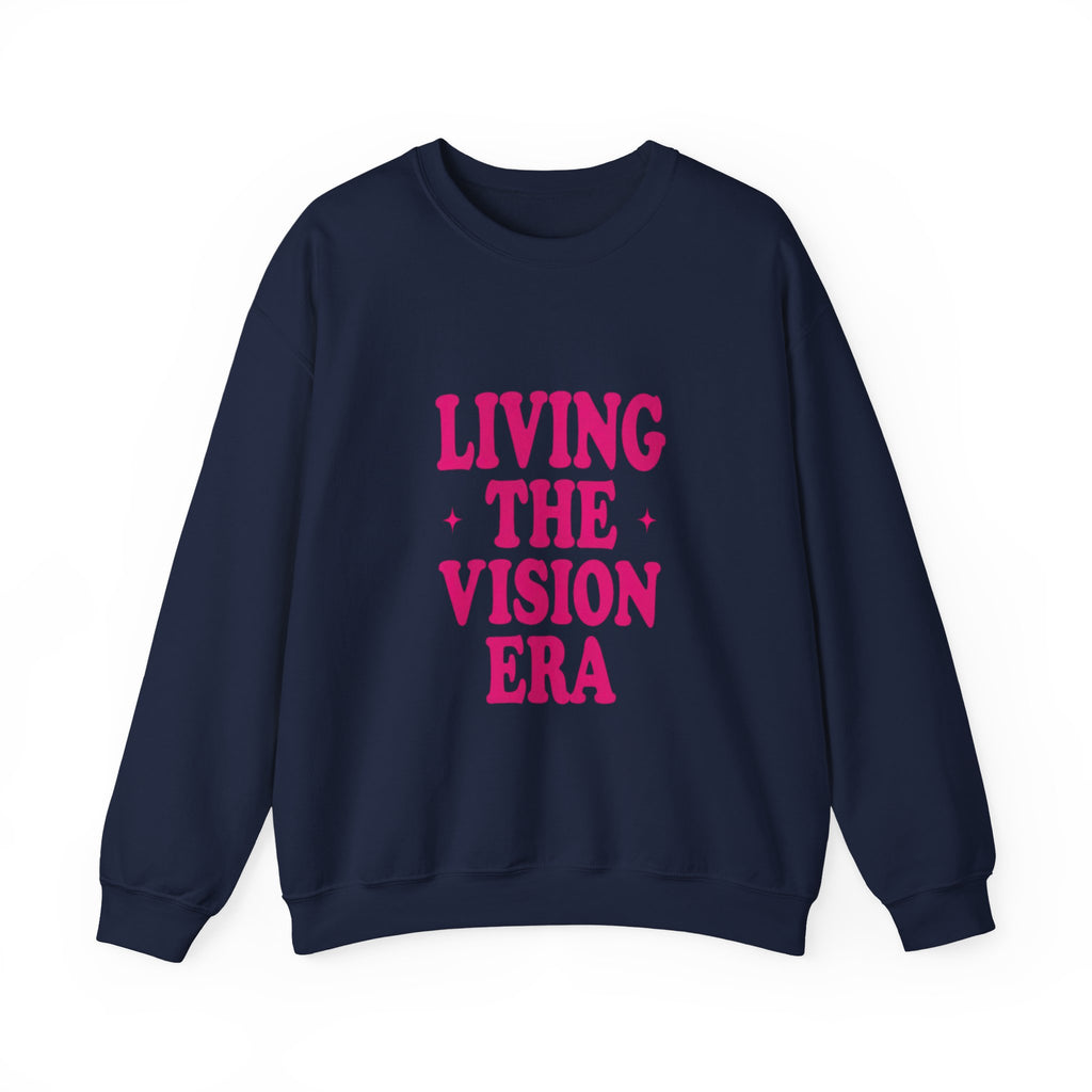 Living The Vision Era Sweatshirt | Y2K slogan, nostalgic typography