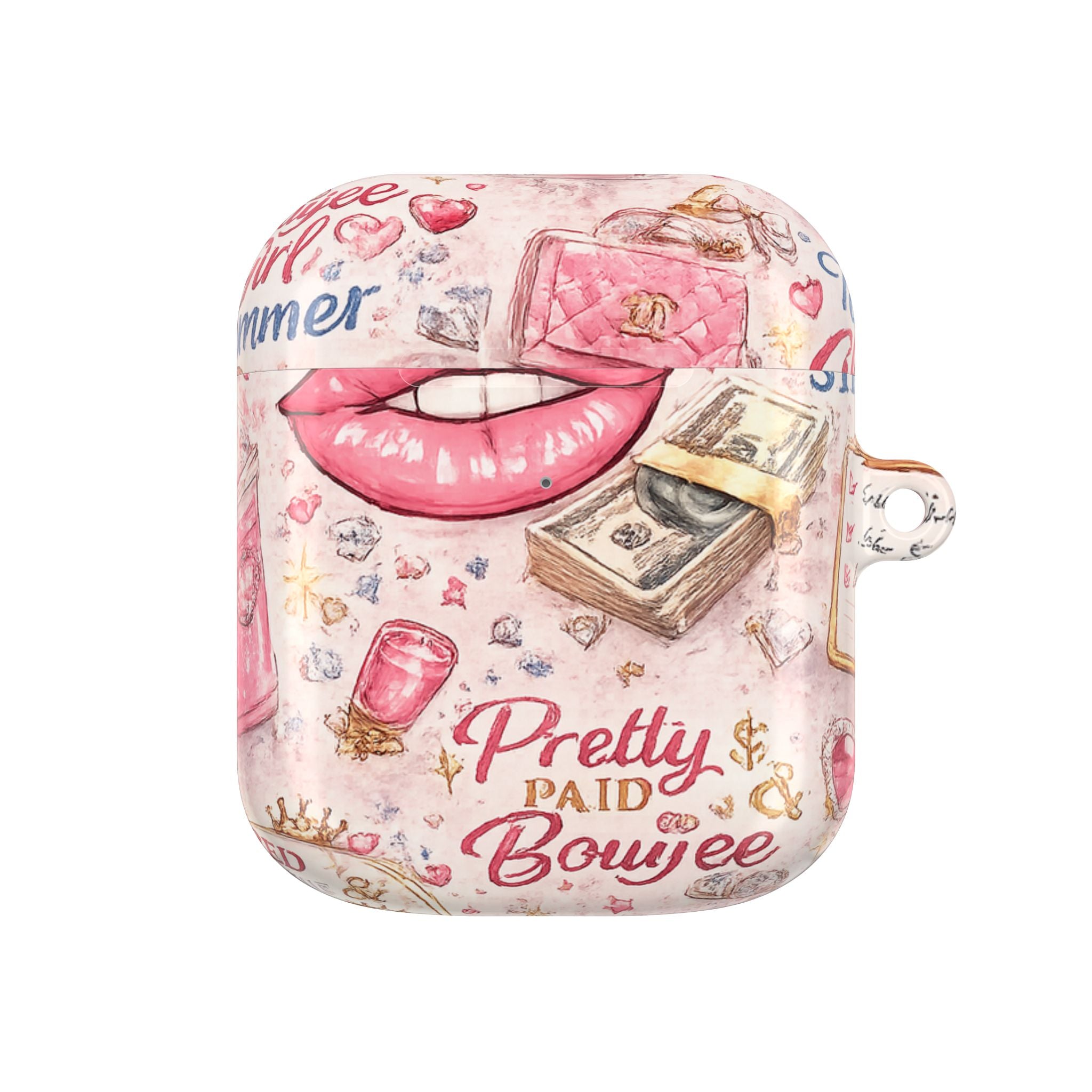 Pretty Paid Pink Glam Wallet & Lip AirPod Case