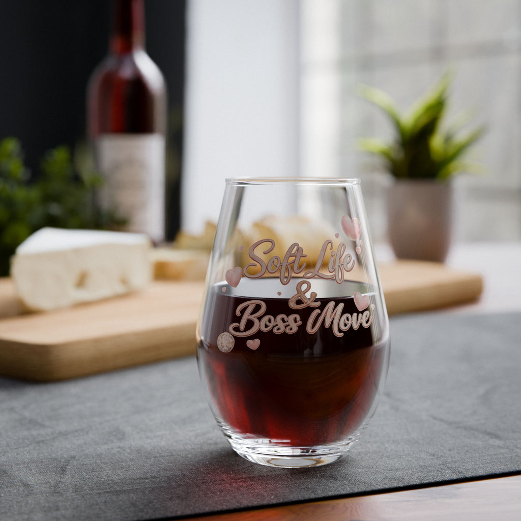 Soft Life & Boss Moves Stemless Wine Glass — 11.75oz