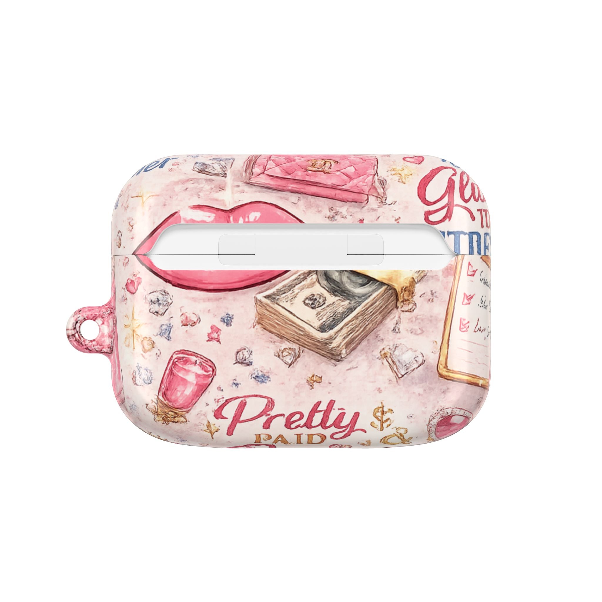Pretty Paid Pink Glam Wallet & Lip AirPod Case