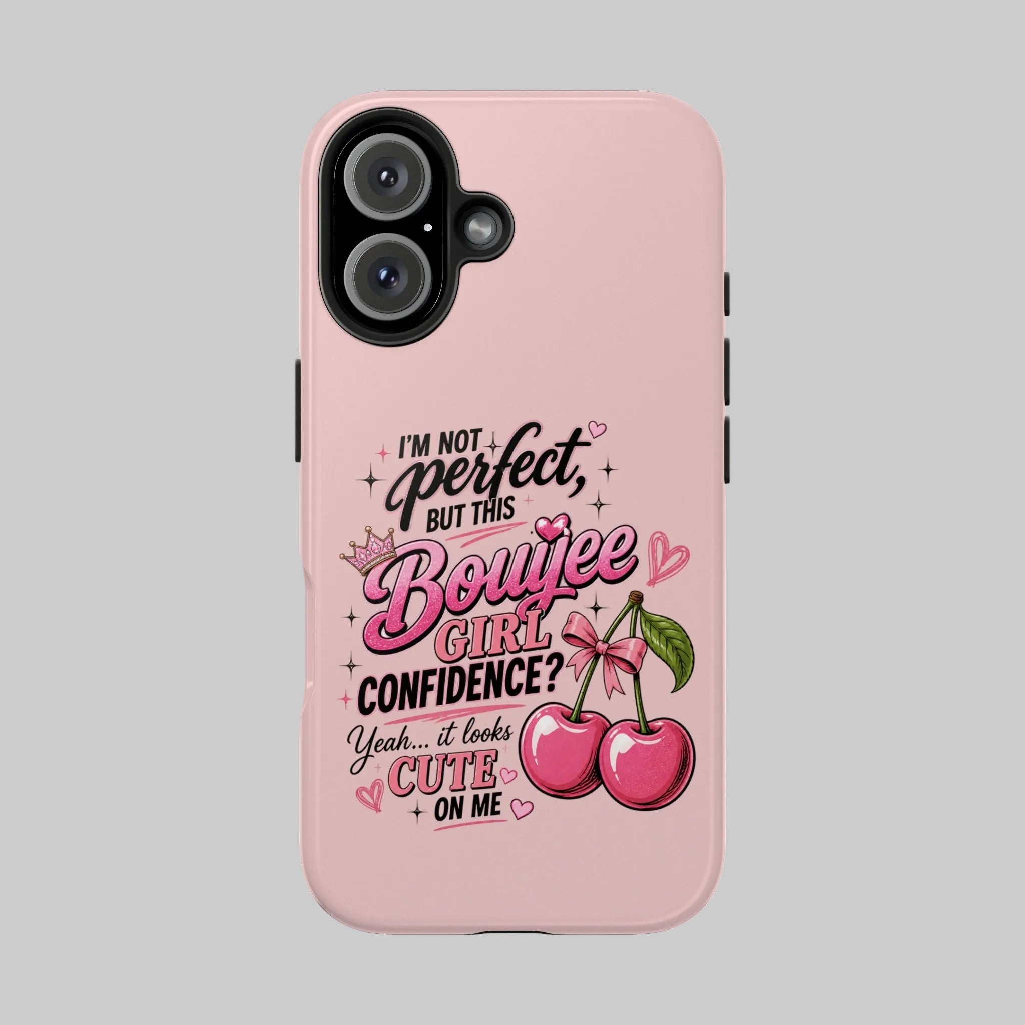 Bouijee Girl Tough Junk Phone Case — Pink Cherry Confidence