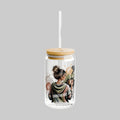 Unbothered & Sipping Glass Canister Tumbler with Straw – 16oz