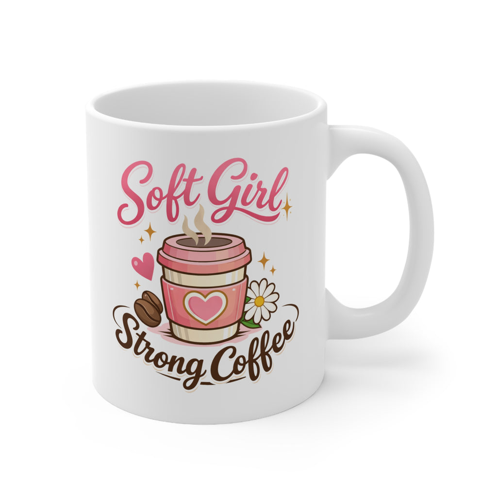 Soft Girl, Strong Coffee Mug, 11oz