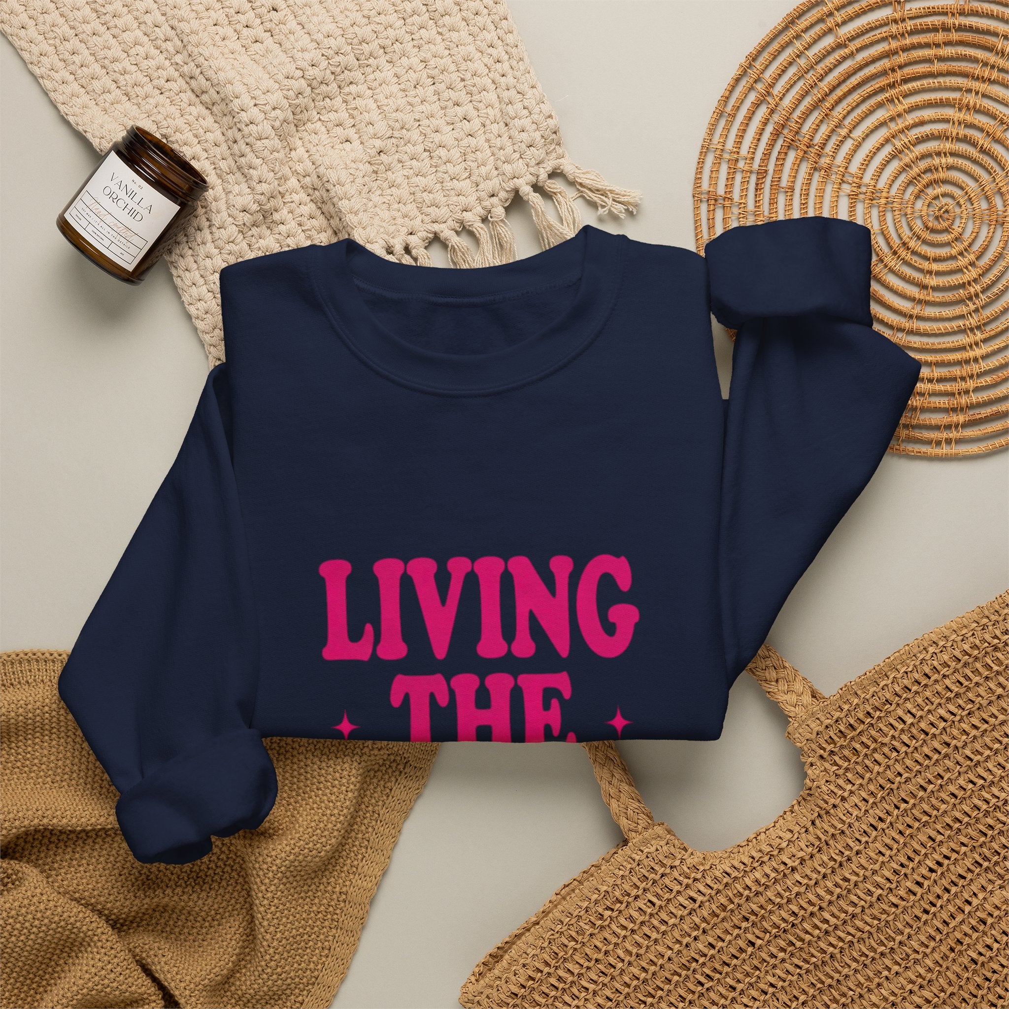 Living The Vision Era Sweatshirt | Y2K slogan, nostalgic typography