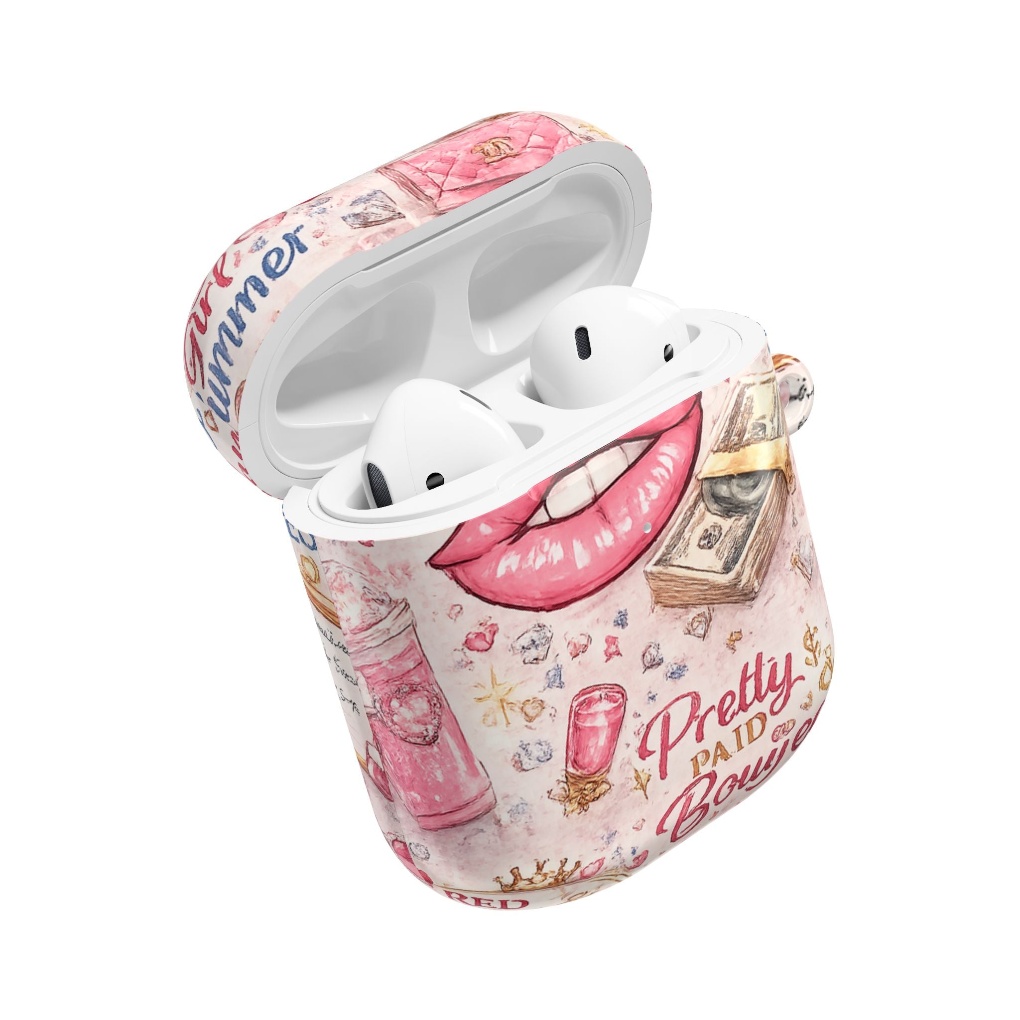 Pretty Paid Pink Glam Wallet & Lip AirPod Case