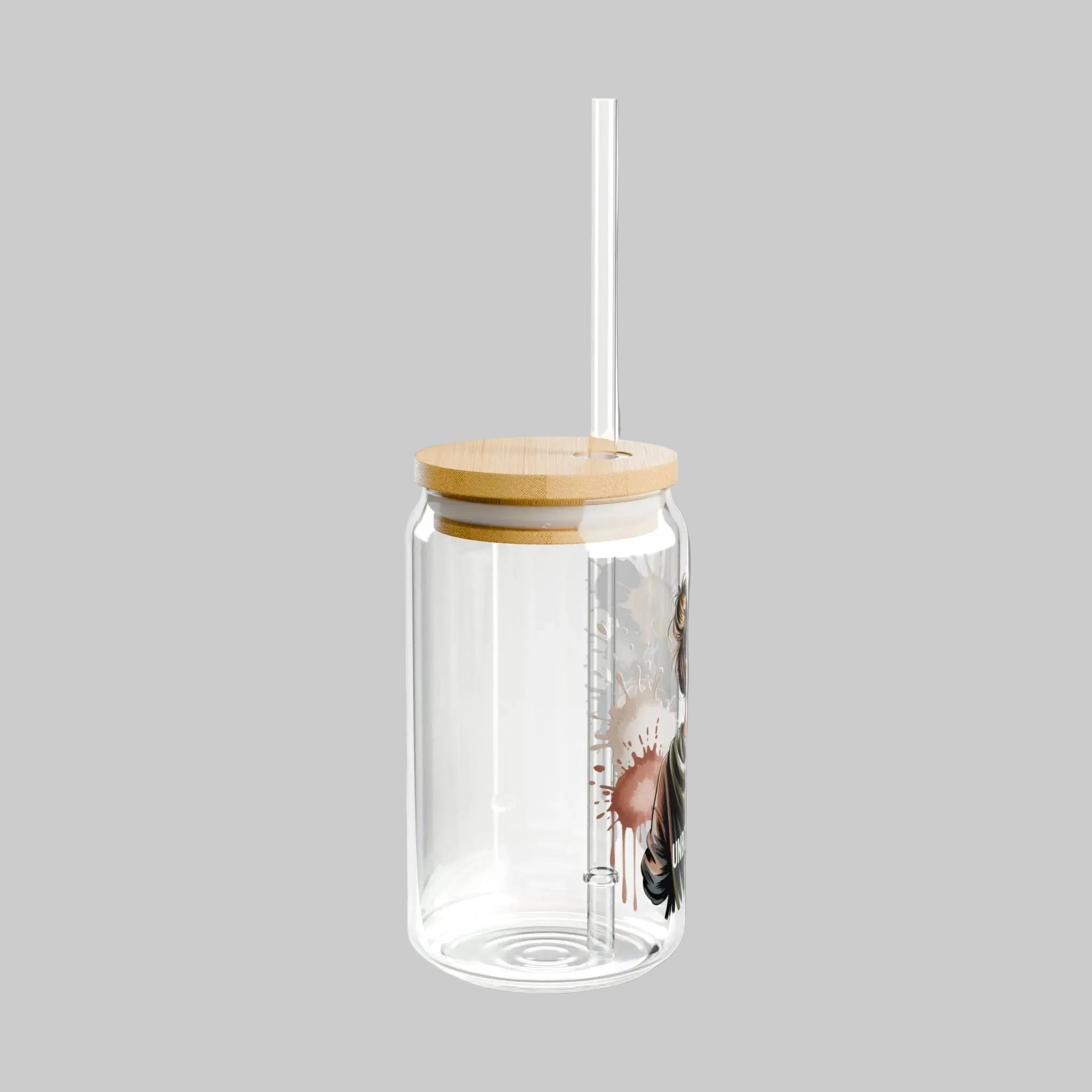 Unbothered & Sipping Glass Canister Tumbler with Straw – 16oz