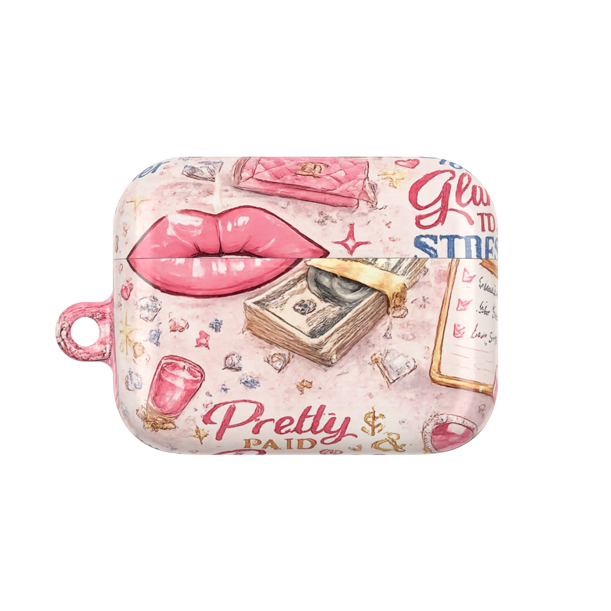 Pretty Paid Pink Glam Wallet & Lip AirPod Case