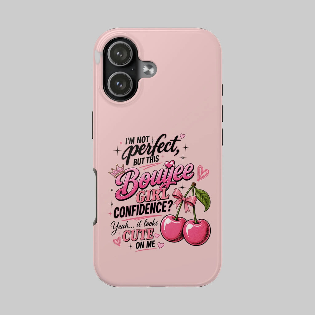 Bouijee Girl Tough Junk Phone Case — Pink Cherry Confidence