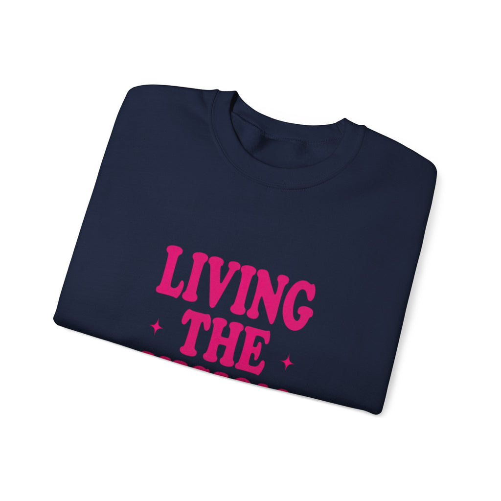 Living The Vision Era Sweatshirt | Y2K slogan, nostalgic typography