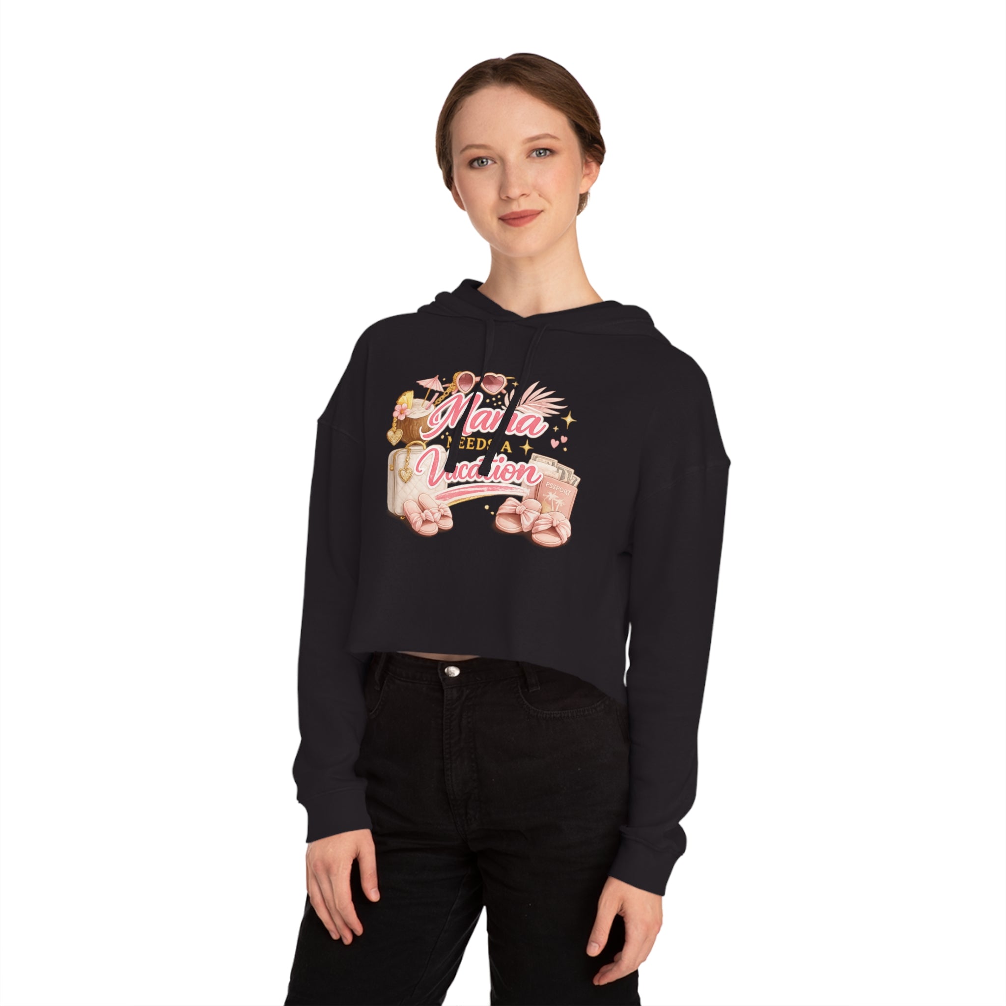 Mama Needs a Vacation Crop Hoodie