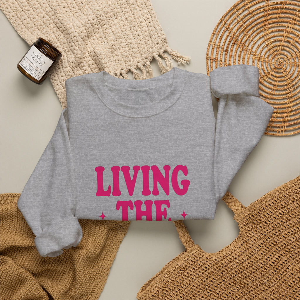 Living The Vision Era Sweatshirt | Y2K slogan, nostalgic typography