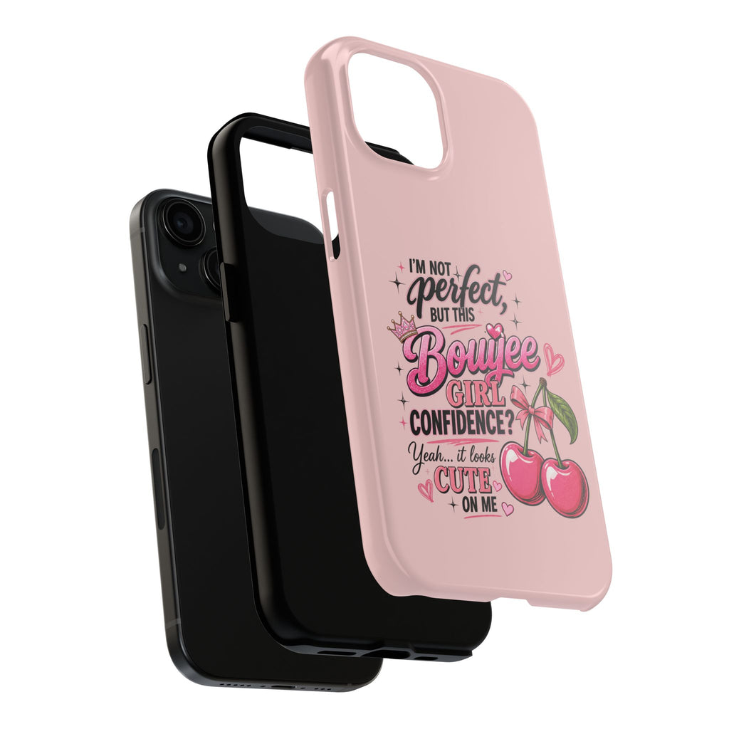 Bouijee Girl Tough Junk Phone Case — Pink Cherry Confidence