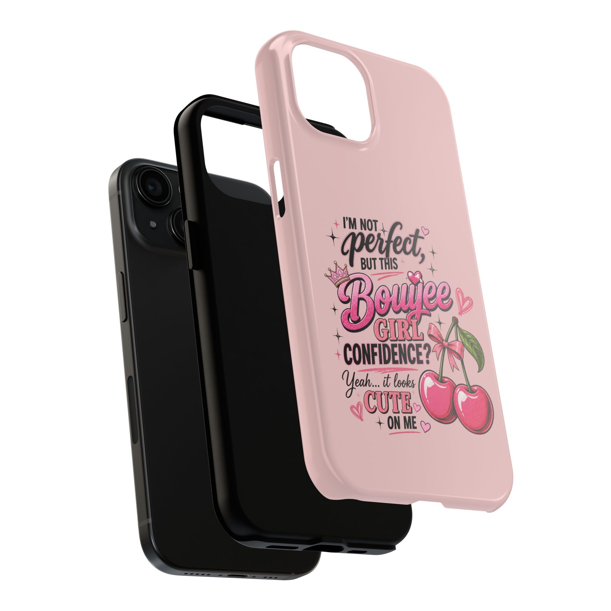 Bouijee Girl Tough Junk Phone Case — Pink Cherry Confidence