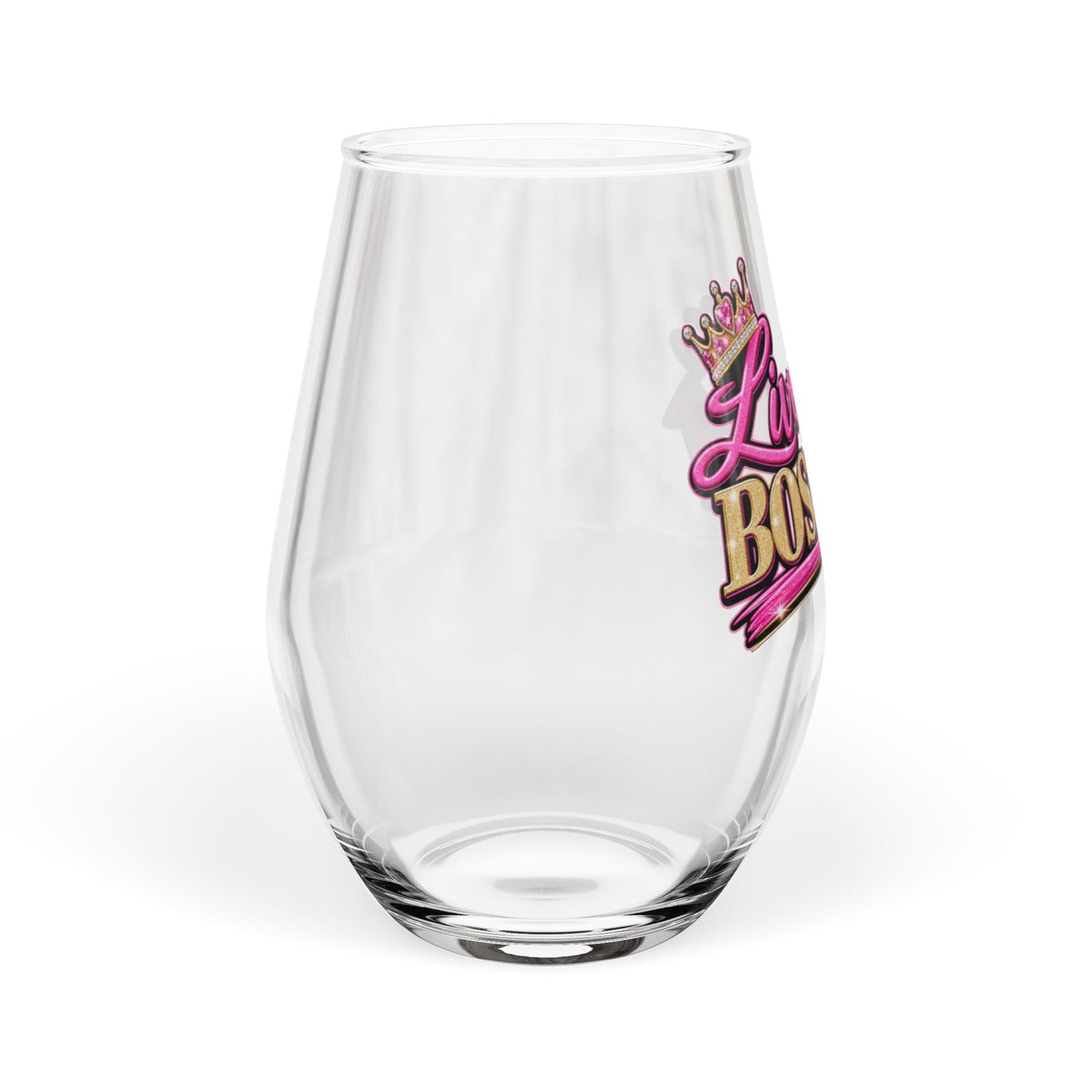 Live Soft Boss Up! Stemless Wine Glass